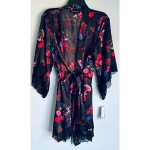 I.N.C. Intimates Short Robe Floral Black NWT Small